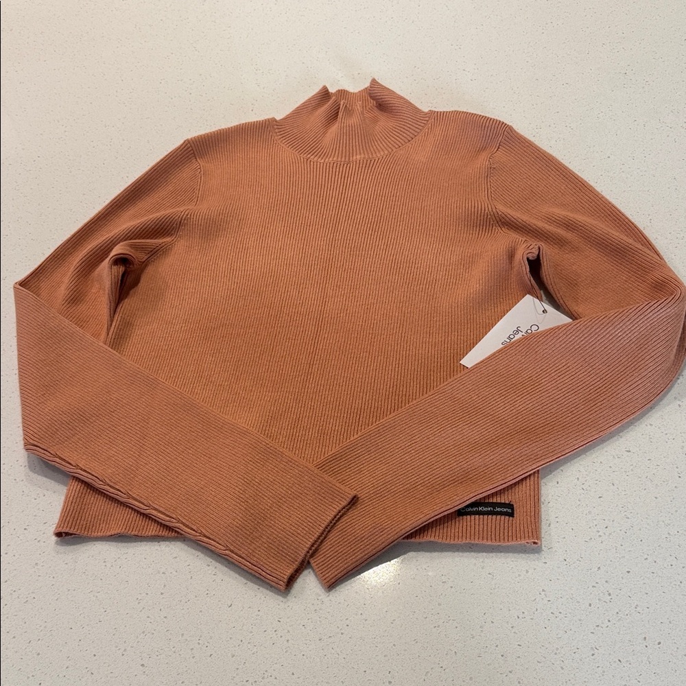 Calvin Klein Women's Cowl Neck Sweater in Warm Rust